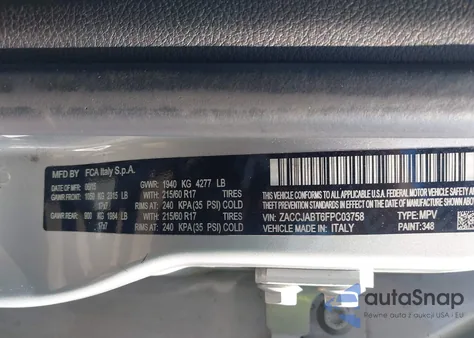 2015 Jeep Renegade Latitude z USA, uszkodzony, nr VIN ZACCJABT6FPC03758